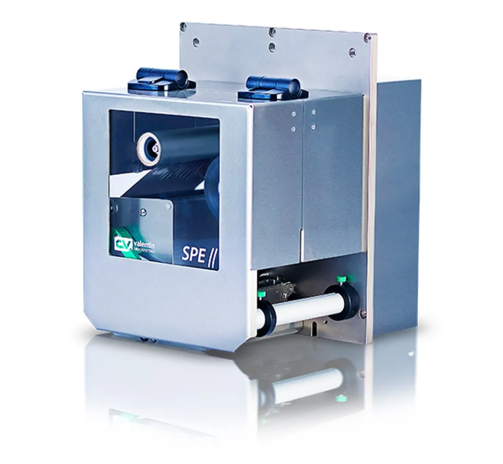 Carl Valentin SPE II Industrie-Druckmodul aus Edelstahl in Silber-Blau