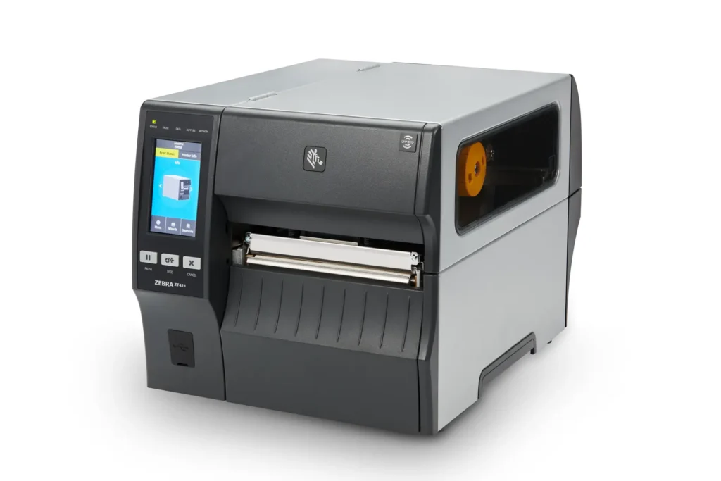 Zebra ZT421 RFID Industrie-RFID-Etikettendrucker in Silbergrau